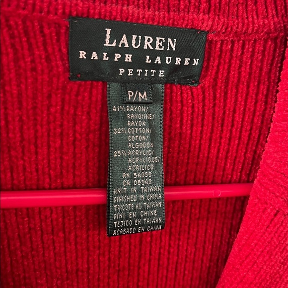 Lauren Ralph Lauren Red Double-breasted Cardigan Petite Medium - Picture 3 of 5